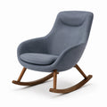 Mecedora de Cuero Sintético Beige y Verde con Patas de Madera de Haya
