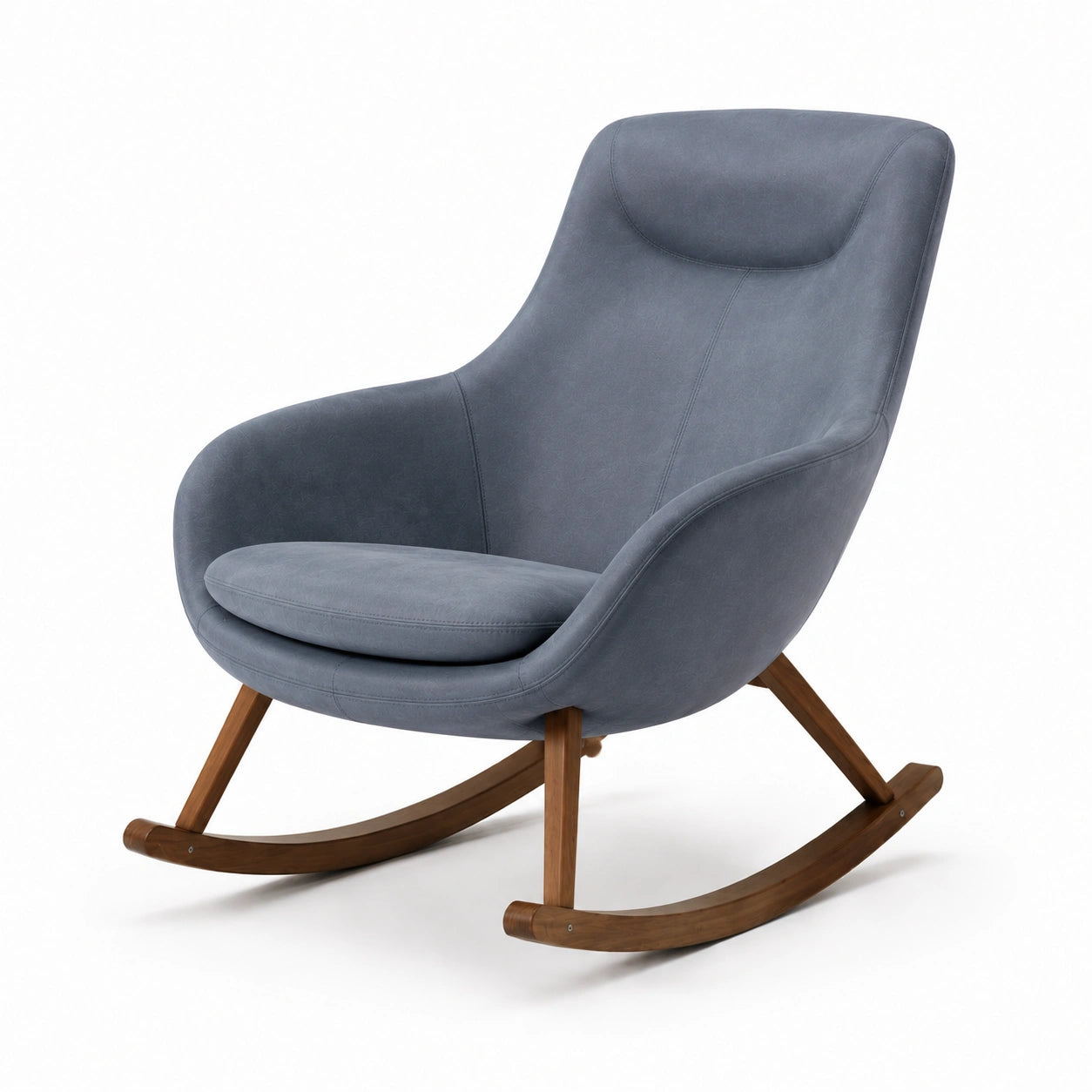 Mecedora de Cuero Sintético Beige y Verde con Patas de Madera de Haya