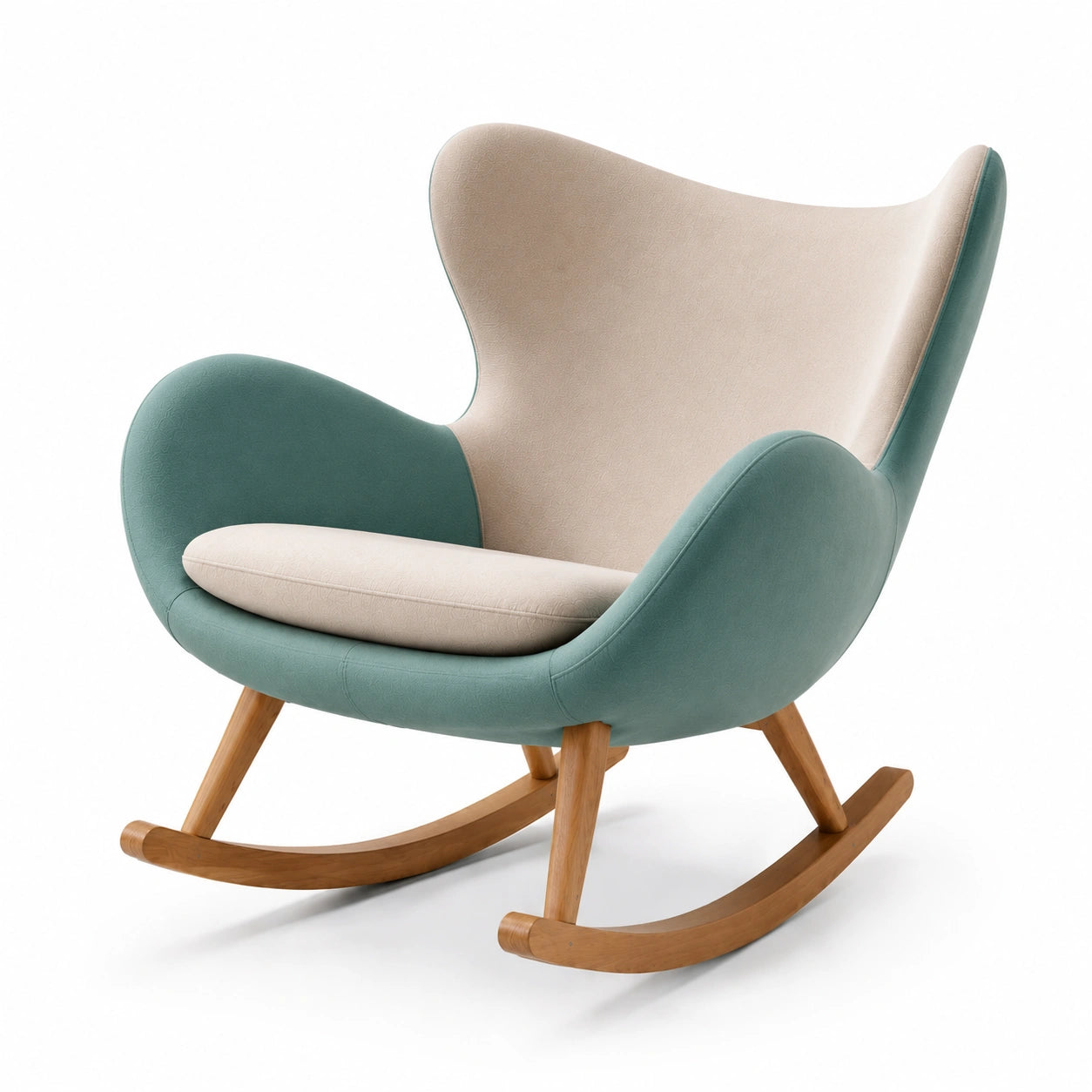 Sillón de poliéster beige con estructura de madera