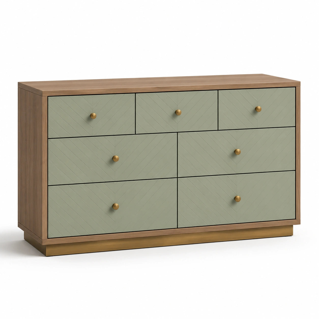 Cajonera de Madera de Ingeniería Verde con 7 Cajones