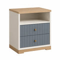 Mesita de noche de madera y MDF con 2 cajones Marrón/Blanco