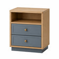 Mesita de noche de madera con 2 cajones Marrón/Beige