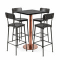 Conjunto de Mesa Alta Cuadrada y 4 Taburetes de Madera y Metal