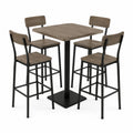 Conjunto de Mesa Alta y 4 Taburetes de Madera y Metal