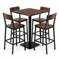 Conjunto de Mesa Alta Redonda de MDF y Metal con 4 Sillas Marrón/Negro