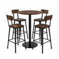 Conjunto de Mesa Alta Redonda y 4 Sillas de Madera y Metal