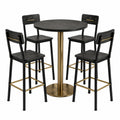 Conjunto de Bar de Madera y Metal con Mesa Cuadrada y 4 Sillas