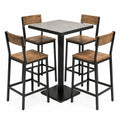 Conjunto de Mesa Alta de Metal con Sillas de Cuero Sintético Marrón