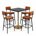 Juego de mesa alta redonda de madera y metal con 4 sillas
