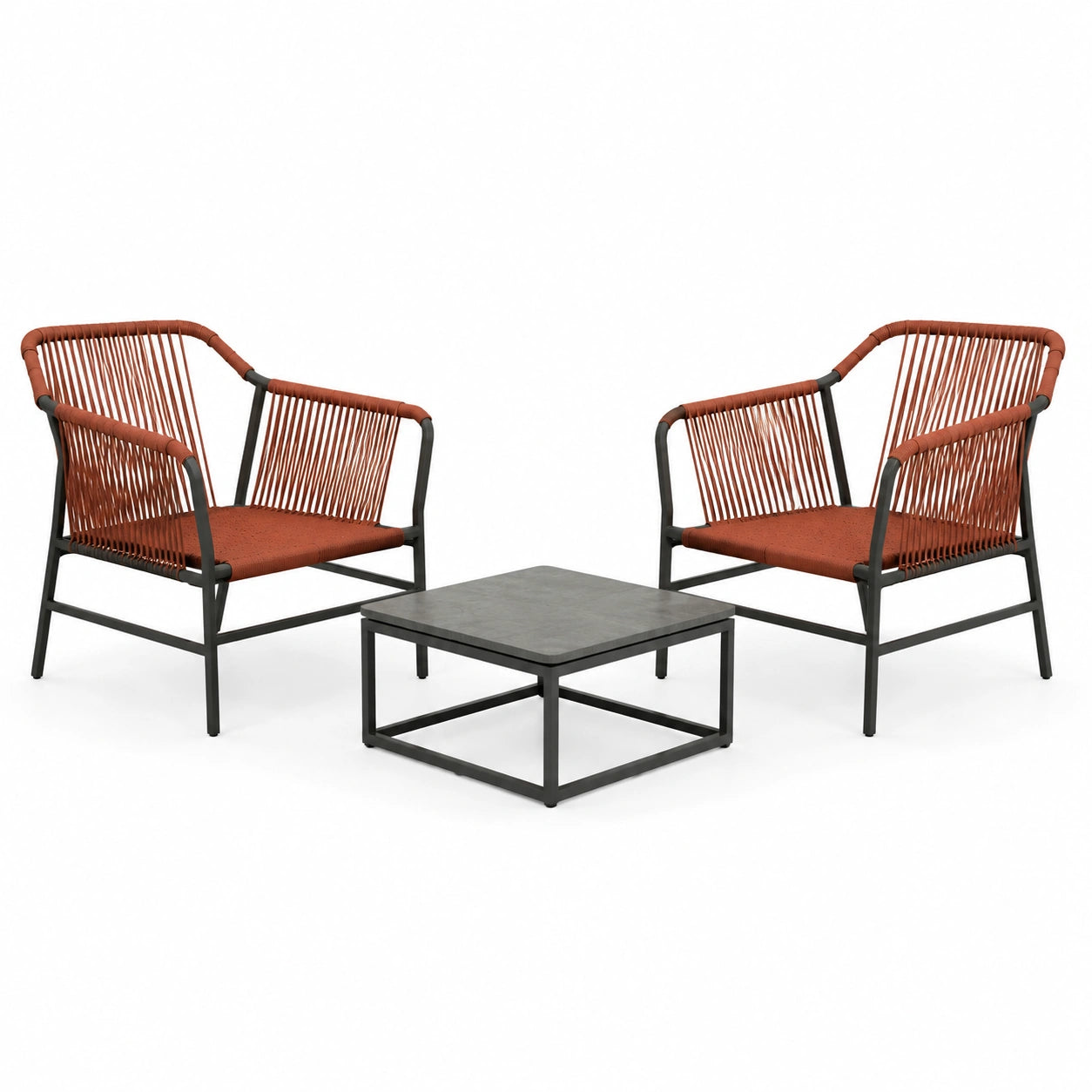 Conjunto de Jardín de Cuerda con Mesa de Madera y Metal