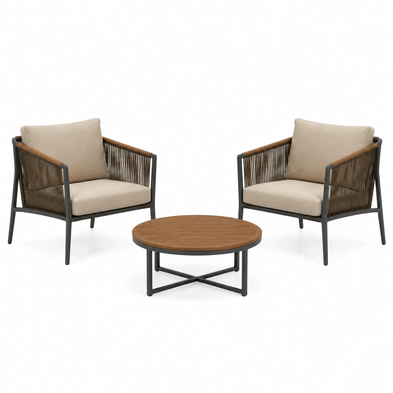 Conjunto de muebles de metal para exterior con sillas y mesa de mármol