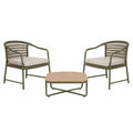 Conjunto de jardín con sillas de metal y mesa de madera de acacia