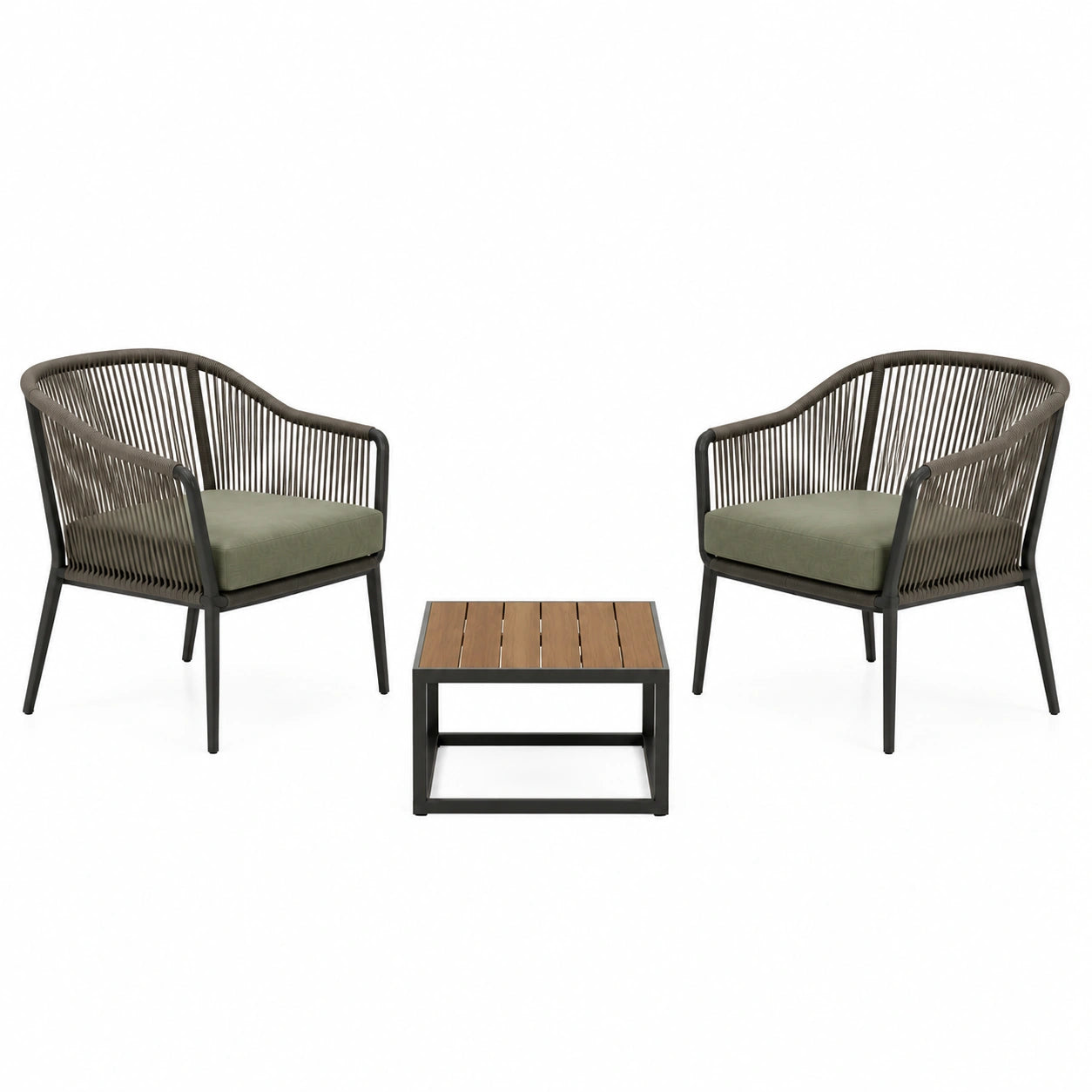 Conjunto de Muebles de Jardín con Sillas de Aluminio y Mesa de Madera