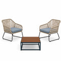 Conjunto de Muebles de Jardín de Aluminio y Poliéster con 2 Sillas y Mesa