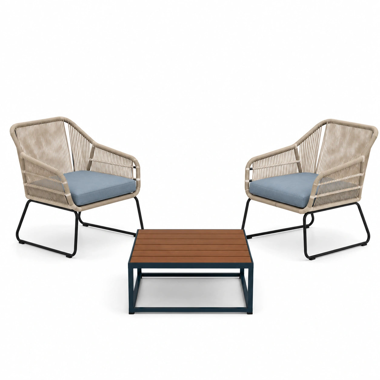 Conjunto de Muebles de Jardín de Aluminio y Poliéster con 2 Sillas y Mesa