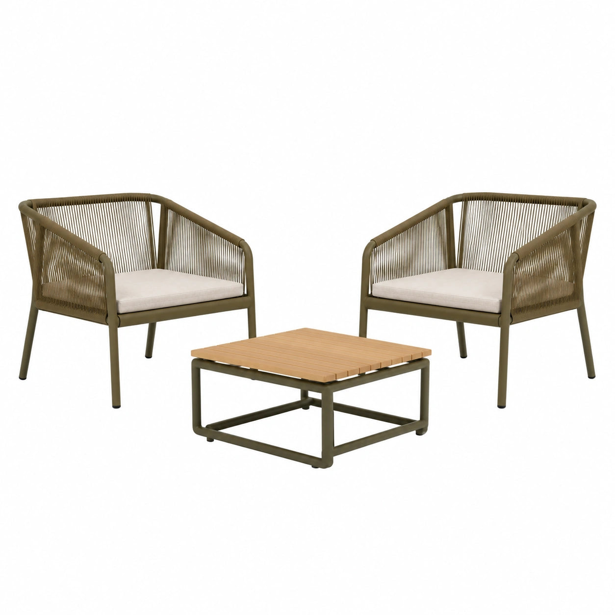 Conjunto de Muebles de Jardín de Madera y Metal Marrón/Verde