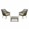 Conjunto de Sillas y Mesa de Exterior en Metal y Poliéster Verde/Beige