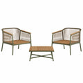 Juego de muebles con sofá de 3 plazas, sillones de tela y cuero PU