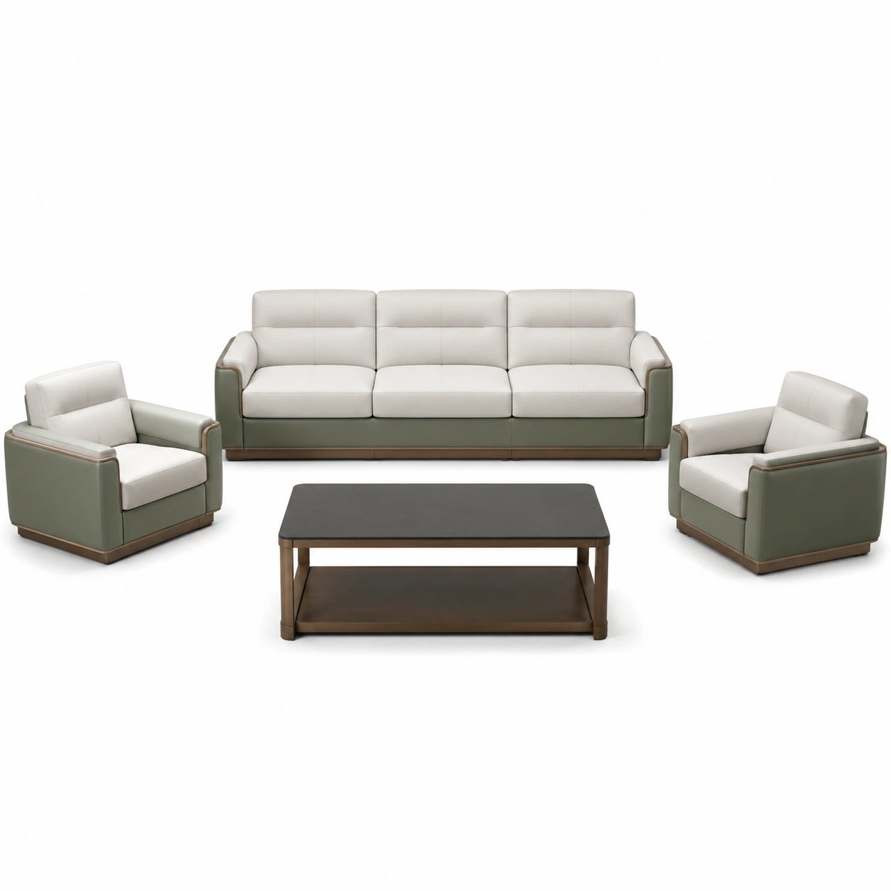 Juego de Sofás de Sala 4 Piezas Cuero PU Beige/Marrón