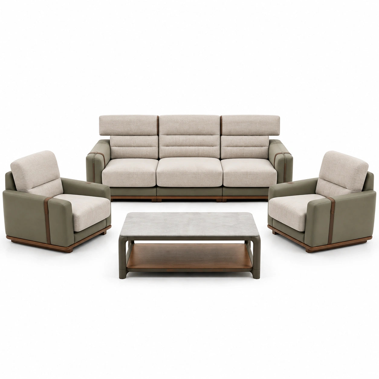 Conjunto de Muebles de Poliuretano con Mesa de Mármol