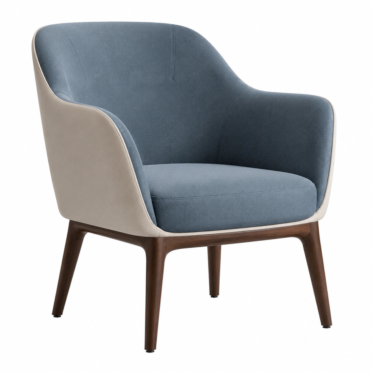 Silla de tela verde con patas de madera de roble