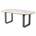 Mesa de comedor de mármol con patas de metal