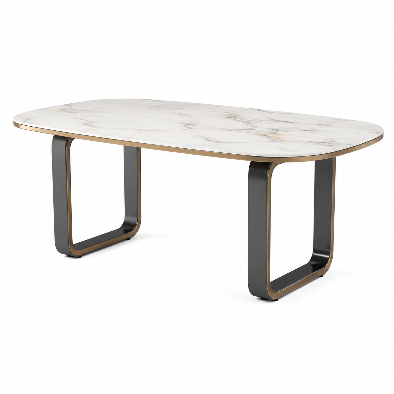 Mesa de comedor de mármol con patas de metal