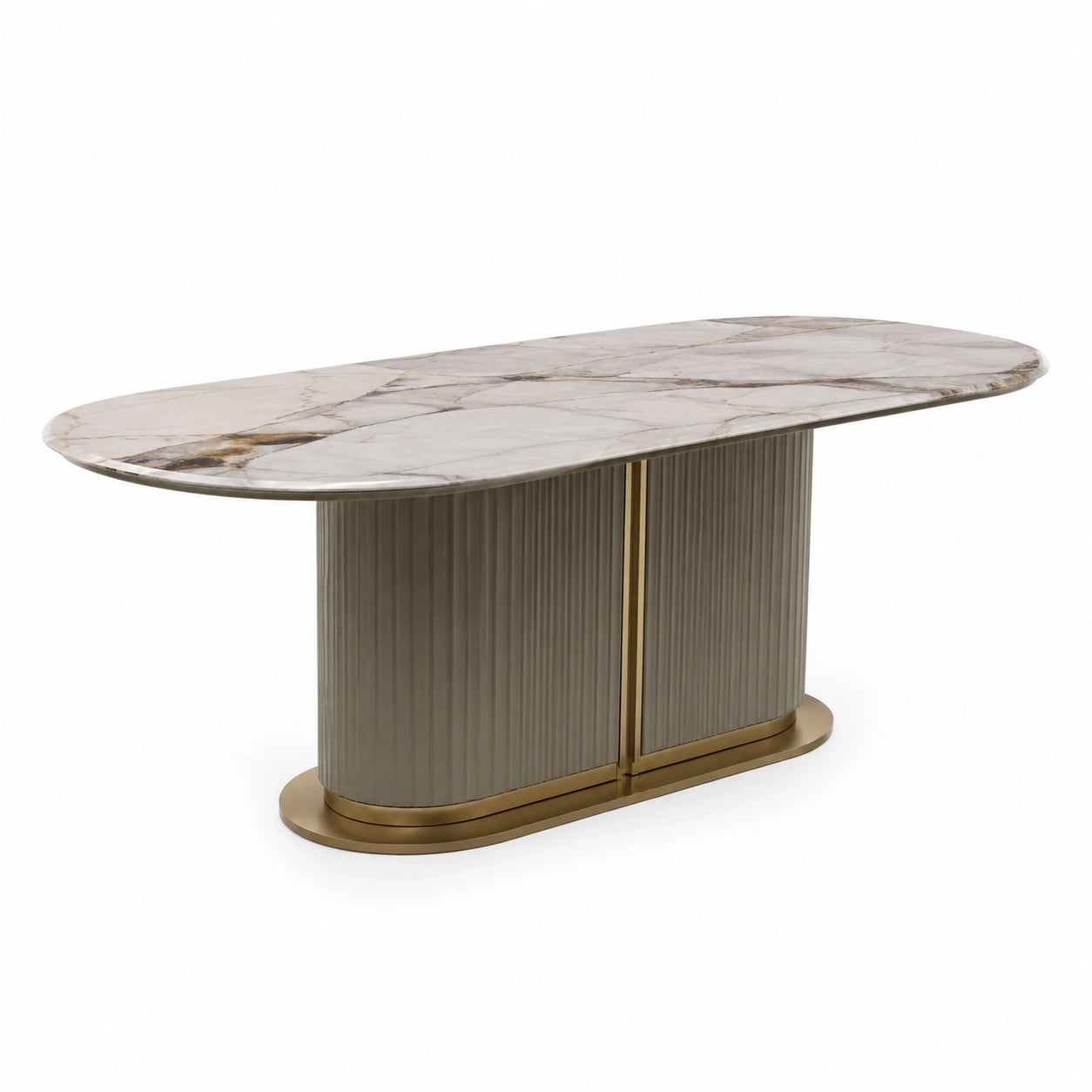Mesa de comedor de cerámica y metal gris 200x90x75 cm