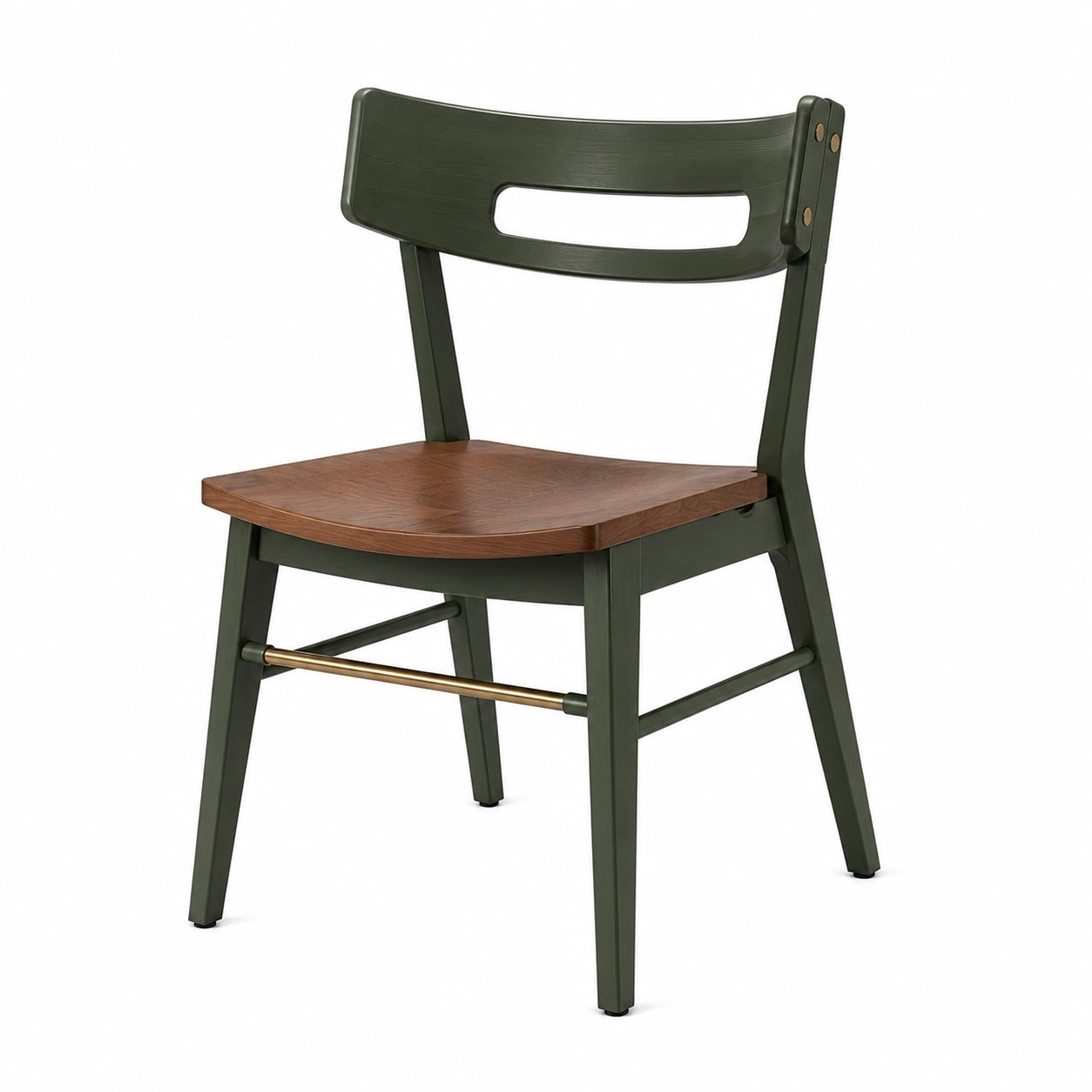 Silla de madera contrachapada y metal azul con asiento natural