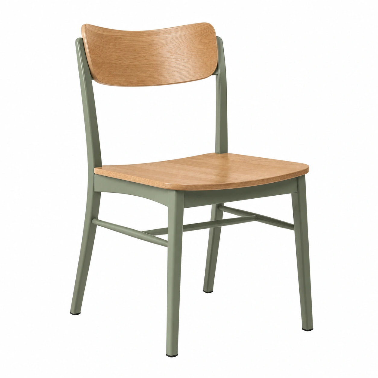 Silla de madera y metal marrón y beige