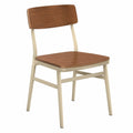 Silla de comedor de madera contrachapada y metal marrón y negro