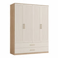Armario de Tablero de Partículas con Puertas Batientes y Cajones Blanco/Roble Claro