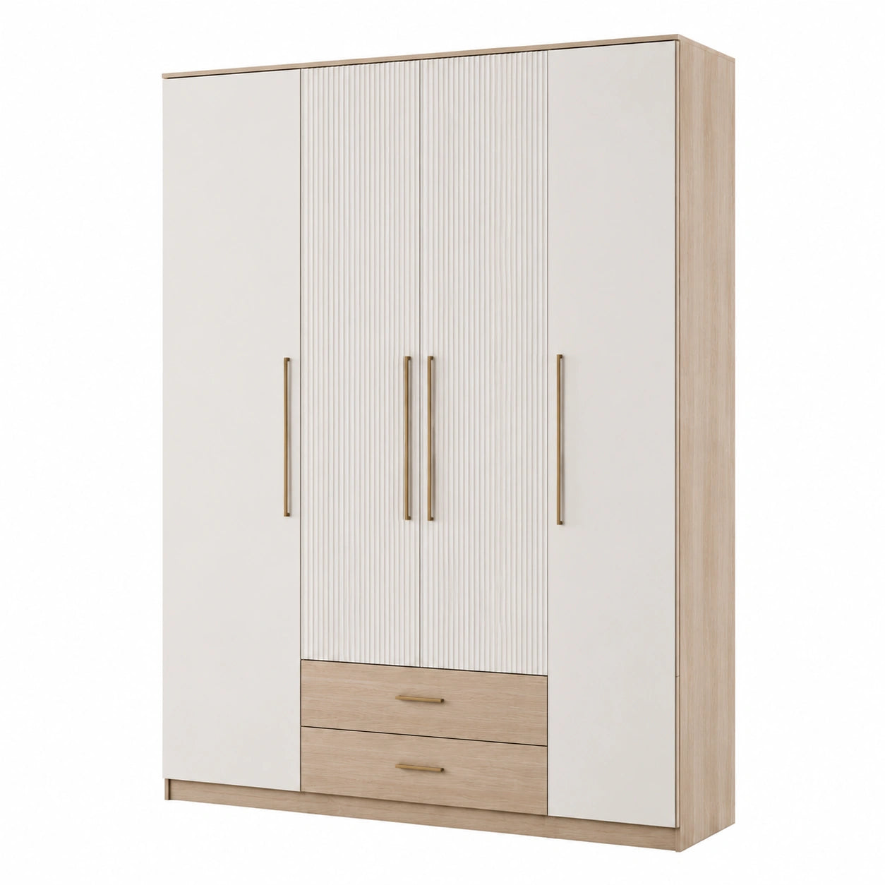 Armario de Madera con Puertas Azules y Cajones