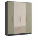 Armario de MDF con 3 puertas y 2 cajones azul y negro 200cm