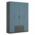 Armario de madera MDF con puertas verde y azul marino 180x200x60 cm