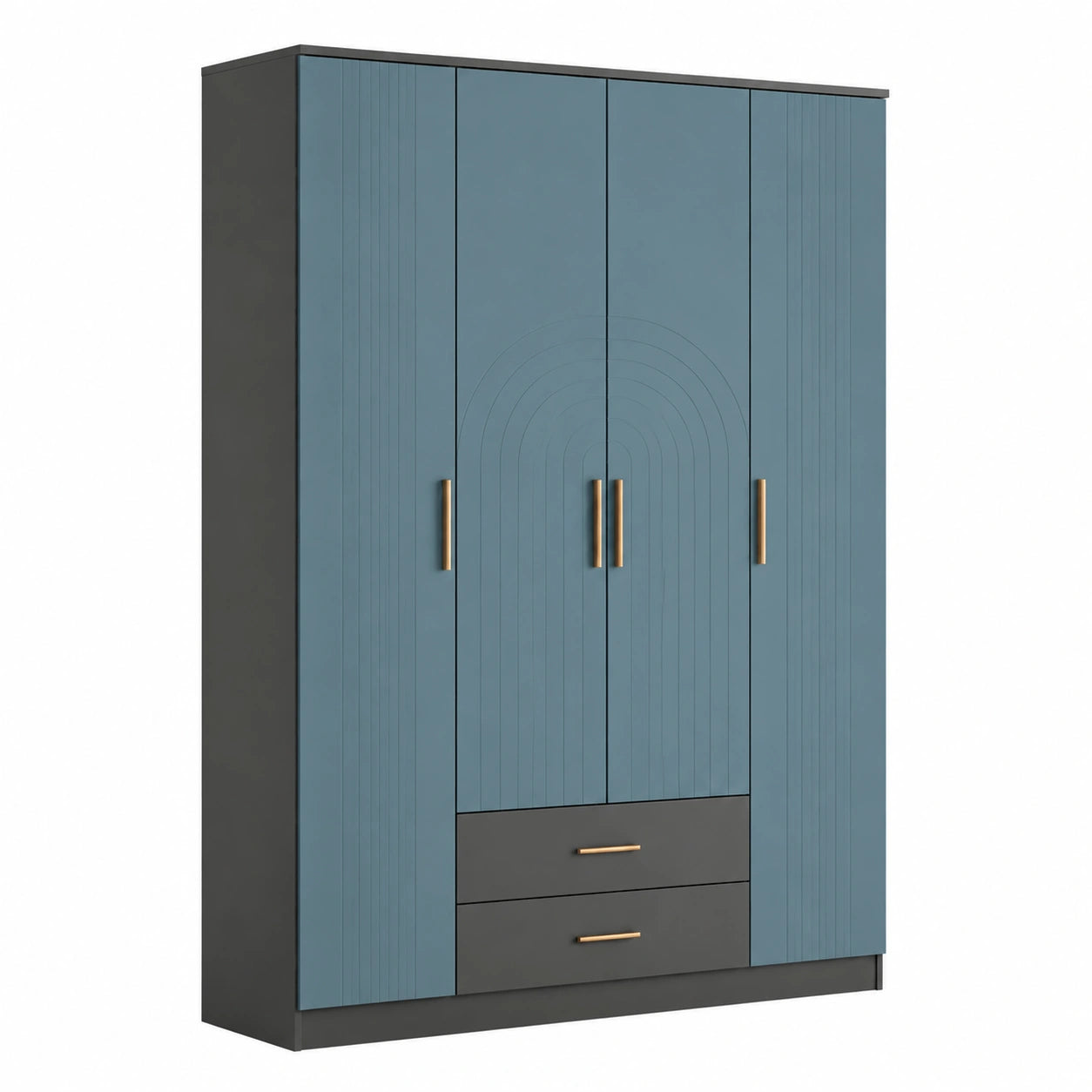 Armario de madera MDF con puertas verde y azul marino 180x200x60 cm