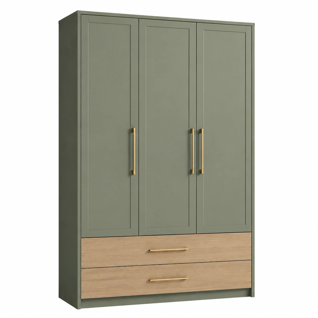 Armario de Madera con Puertas Dobles y Cajones Beige