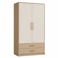 Banco de Madera con Cojín Beige y Estructura Metálica