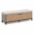 Banco de Almacenamiento de Madera y Metal con Tapizado Beige