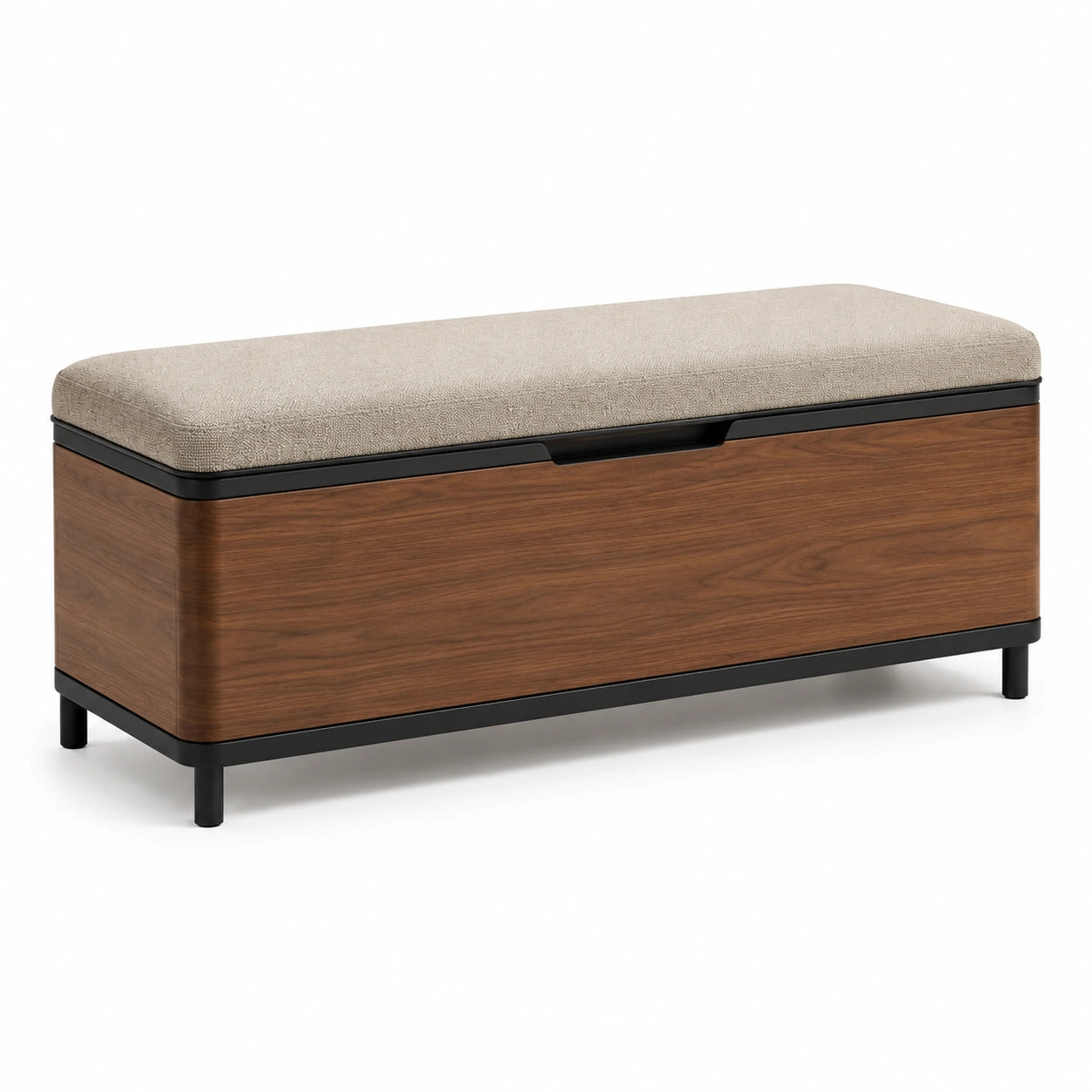 Banco de madera con almacenamiento y asiento de cuero sintético Marrón 120x40x45 cm
