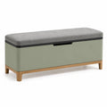 Banco de Almacenamiento de MDF Beige con Asiento de Cuero Sintético Marrón 100x40x45 cm