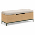 Banco de almacenamiento de madera y tela Beige/Verde